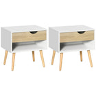 HOMCOM - Table de chevet avec tiroir et étagère - blanc - lot de 2-Utilisez-le comme table de nuit ou table d’appoint à la maison 