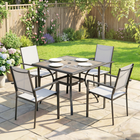 Outsunny - ensemble de salle à manger de patio 5 pièces - table à manger et 4 chaises empilables-Le plateau de table en plastique PSPC se nettoie facilement et résiste aux fissures et à l'eau à l'extérieur