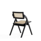 Manhattan Comfort - Lot de 2 chaises pliantes de salle à manger Lambinet 53 cm style industriel chic - noir et cannage naturel-Livré chez vous entièrement assemblé Aucun assemblage requis