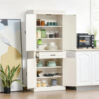 HOMCOM - Armoire de cuisine autoportante 71 po avec 4 portes et 2 grands compartiments - blanc vieilli-L’apparence élégante s’harmonise avec votre cuisine, salle à manger et salon 