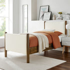 Modway - Maven Taille jumelle Boucle Tapis Lit de plateforme, Noyer plume-Bois séché au four