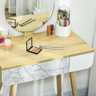 HOMCOM - Coiffeuse avec miroir - 27,6 po L x 15,4 po l x 50,4 po H - chêne, blanc-Un bon cadeau pour se faire plaisir ou surprendre votre chère dame 