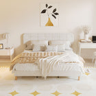 HOMCOM - Cadre de lit plateforme avec tête de lit réglable format queen - blanc-La douce polaire teddy apporte chaleur et style à votre chambre 