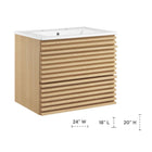 Modway - Render Support mural de 24" Vanette de salle de bain - Oak White-Conception murale