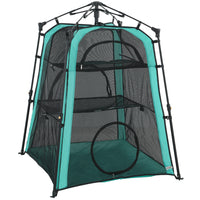 PawHut - Tente pour chat, tente portable pour animaux à 3 niveaux pour utilisation intérieure et extérieure-Le design à trois niveaux satisfait l'instinct de grimper et soulage l'ennui de votre chat 

