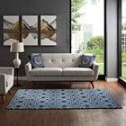 Modway - Frame Treillis marocain de transition Tapis de 5 pi l x 8 pi L - Bleu morcoccan et ivoire-Protéger les planchers de la circulation ou des meubles