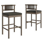 Modway - Eleni Terrasse extérieure Bois de teck Tabourets de bar Ensemble de 2 - Gris silex-Cadre en bois de teck