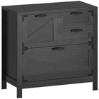 HOMCOM - Armoire à dossiers 4 tiroirs avec glissières silencieuses - grain de bois noir-Quatre tiroirs de tailles variées gardent les dossiers et fournitures de bureau parfaitement organisés 