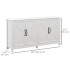 HOMCOM - Armoire de rangement de cuisine style ferme 60 po L - blanc-Faibles émissions de formaldéhyde provenant de panneaux de particules de qualité P2 