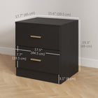 HOMCOM - Table de chevet avec 2 tiroirs - noir-La structure en panneau de particules est durable 