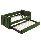Modway - Veyla Chenal Touffé Performance Velvet Lit de jour jumelle avec Trundle, Vert mousse-Capacité de poids : 300 lb