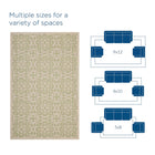 Modway - Ariana Treillis floraux vintage à l’intérieur et à l’extérieur Tapis 9 pi l x 12 pi L - Vert clair et beige-Tissage serré à poil bas