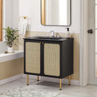 Modway - Chaucer 30" Vanette de salle de bain - Noir noir-Boutons d’armoire en métal
