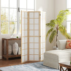 HOMCOM - Paravent autoportant 3 panneaux pour chambre - naturel et blanc-Cadre en bois de pin et tissu non tissé pour un look minimaliste  
