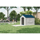 Suncast - Maison pour chien Deluxe, Blanc avec toit bleu-Toit amovible pour un nettoyage facile