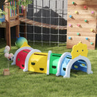 Qaba - Tunnel de jeu pour tout-petits motif lion - 195 x 88 x 86 cm - Multicolore-Peut prendre la forme d'une longue bande, d'un arc de cercle ou d'un S 