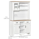 HOMCOM - Buffet de cuisine avec vaisselier, tiroir utilitaire et 3 portes - blanc-Placards avec étagères réglables pour créer un espace de rangement plus flexible 