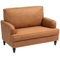 HOMCOM chaise d’appoint 45 po avec large assise pour salon - brun-Le tissu leathaire respirant et l’éponge épaisse offrent confort et soutien  
