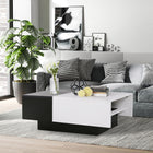 HOMCOM - Table basse rectangulaire moderne avec coffre de rangement dissimulé et plateau coulissant - noir et blanc-La table basse finition noire et blanche s'harmonise facilement avec toute décoration intérieure