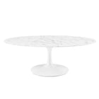 Modway - Lippa Ovale de 48 po Faux marbre Table basse - Blanc-Assemblée requise