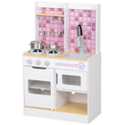 Qaba - Cuisine pour enfants avec lumières et sons réalistes pour tout-petits - blanc-Les lumières et les sons de la cuisinière simulent de vraies expériences de cuisine 