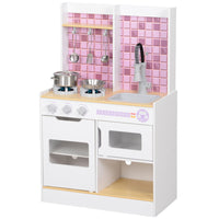 Qaba - Cuisine pour enfants avec lumières et sons réalistes pour tout-petits - blanc-Les lumières et les sons de la cuisinière simulent de vraies expériences de cuisine 