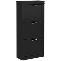 HOMCOM - Armoire à chaussures étroite avec tiroirs basculants et étagère réglable - noir-Le meuble à chaussures moderne s'accorde avec la plupart des styles de mobilier de maison 