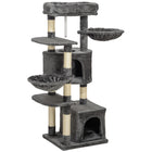 PawHut - Arbre à chat 52,5 po avec lit, condos, hamacs - gris foncé-Le centre de jeu comprend des poteaux à griffer pour la santé des griffes 