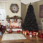 HOMCOM - Arbre de Noël Artificiel 7 Pieds Décoration Maison Ouverture Auto - Noir-La couleur noire crée une atmosphère cool, ajoute un style de Noël ainsi que le style d'Halloween 