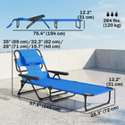 Outsunny - Chaise longue pliante avec dossier inclinable - chaise de bronzage - bleu foncé-Livré avec un appuie-tête et un coussin pour offrir un confort d’assise