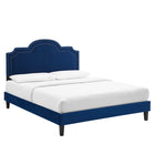 Modway - Aviana Performance Velvet Lit King, Marine-Assemblée requise
