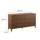 Modway - Render 63 po à 6 tiroirs Commode, Noyer-Conception à lattes