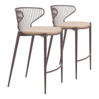 Zuo - Silues Tabouret de comptoir - Taupe/Brun - Ensemble de 2-Support d’accoudoirs