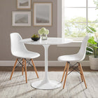 Modway - Lippa Rond de 36 po Faux marbre Table à manger, Blanc-Socle métallique résistant aux éclats