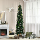 HOMCOM - Arbre de Noël Artificiel Effilé 7 - 5 Pieds Décoration Maison Fête avec Cônes de Pin-La forme de crayon ne prend pas beaucoup de place sur le sol ou sur la table, convenant aux petites pièces ou à un deuxième arbre de Noël dans une entrée 