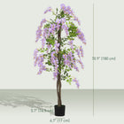 HOMCOM - Arbre de glycine artificiel 5,9 pi avec bois naturel - violet-Aucun talent particulier en jardinage n'est nécessaire pour l'entretien 