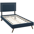 Modway - Virginia Tissu Lit à plateforme jumelle avec pattes rondes écartées, Azure-Rembourrage fin en polyester