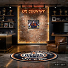 Connor McDavid and Leon Draisaitl Oilers Alternate Jersey Behind-H - Toile encadree - 31" x 22"-Dimensions finales: 31.5x22.5