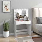 HOMCOM - Coiffeuse avec miroir éclairé - 31,5 po L x 15,7 po l x 53,1 po H - blanc-Le panneau de particules revêtu de mélamine résiste à l’usure 