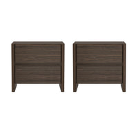 Manhattan Comfort - Linda 24" Table de nuit moderne à 2 tiroirs - Noyer brun - Lot de 2-Table de nuit moderne parfaite pour la chambre à coucher lot de 2