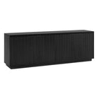 Hudson&Canal - Meuble TV Mansfield pour téléviseurs jusqu'à 78" - Grain noir-Comprend quatre portes avec armoires fermées et 4 étagères pour un grand espace de rangement