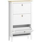 HOMCOM - Armoire à chaussures avec 3 tiroirs basculants au design étroit - blanc-Trois tiroirs basculants peuvent contenir jusqu'à 15 à 21 paires de chaussures 
