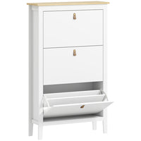 HOMCOM - Armoire à chaussures avec 3 tiroirs basculants au design étroit - blanc-Trois tiroirs basculants peuvent contenir jusqu'à 15 à 21 paires de chaussures 