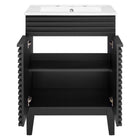 Modway - Render 24" Vanette de salle de bain - Noir Blanc-Portes doubles à fermeture douce