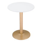 Zuo - Alto Table bistrot - Blanc/Or-Dessus rond en MDF peint au look contemporain raffiné