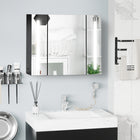Kleankin - Armoire à pharmacie éclairée LED avec miroir et port de charge USB - noir brillant-Une étagère réglable dans chaque armoire permet d’accueillir des objets de tailles différentes 