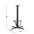 Flash Furniture 30 x 30 po Table de restaurant X-Base avec 3 po Dia. Colonne de hauteur de barre et anneau de pied-Configuration de la base en X