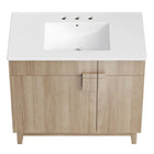 Modway - Miles 36" Vanette de salle de bain - Chêne blanc-Assemblée requise