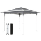 Outsunny - Tente auvent pliante 11.5 pi l x 11.5 pi L avec installation facile à 1 bouton - Gris foncé-Dispose d’un design pop-up avec un verrou central à une pression pour un montage sans outils en seulement 30 minutes