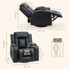 HOMCOM - Fauteuil inclinable massant à vibrations 8 points pour salon - noir-Assise large et sur-rembourrée, mousse haute densité avec système de ressorts ensachés pour une expérience confortable 